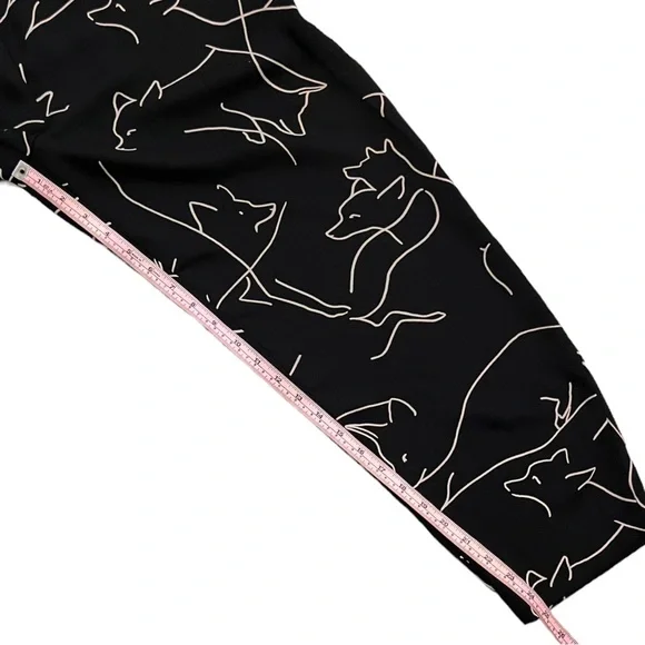 Babaton Pants Fox Print Sz 2 Black Tan Classic Baggy Fit Tapered Leg Aritzia - Picture 15 of 16